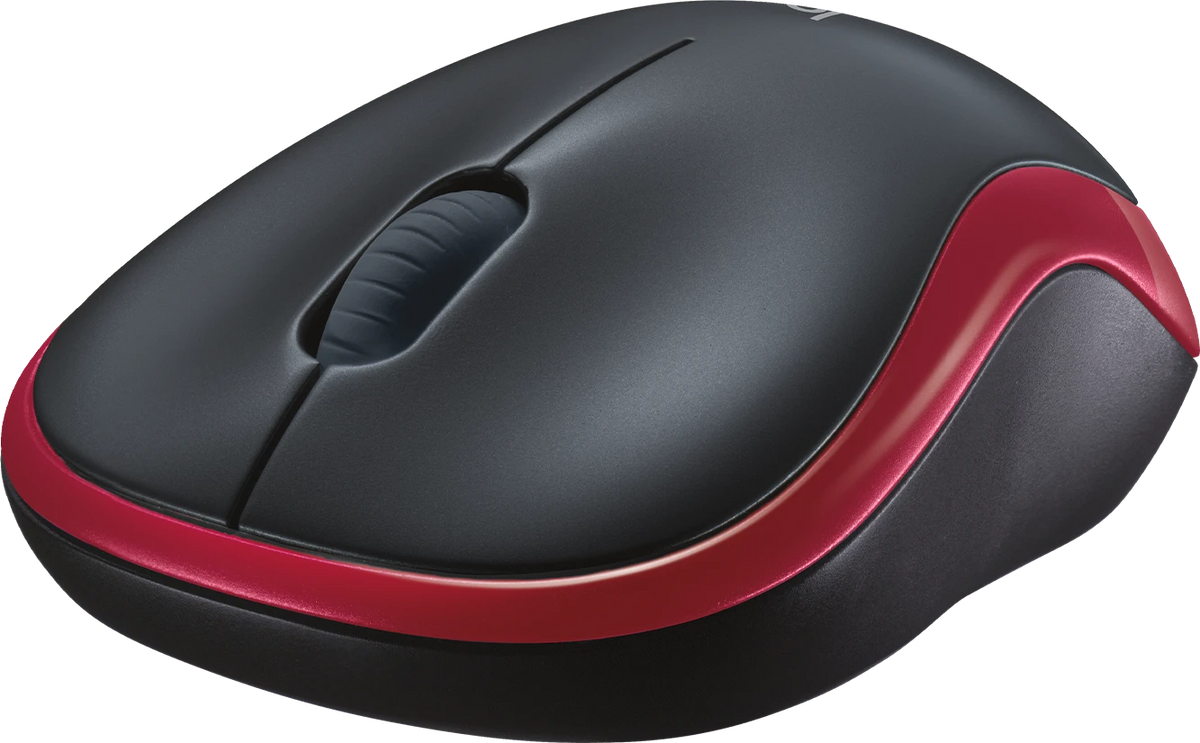 Logitech Maus Wireless Optical M185 rot/schwarz mit SN