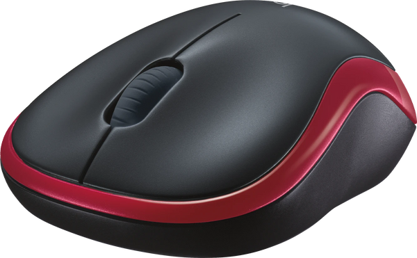Logitech Maus Wireless Optical M185 rot/schwarz mit SN