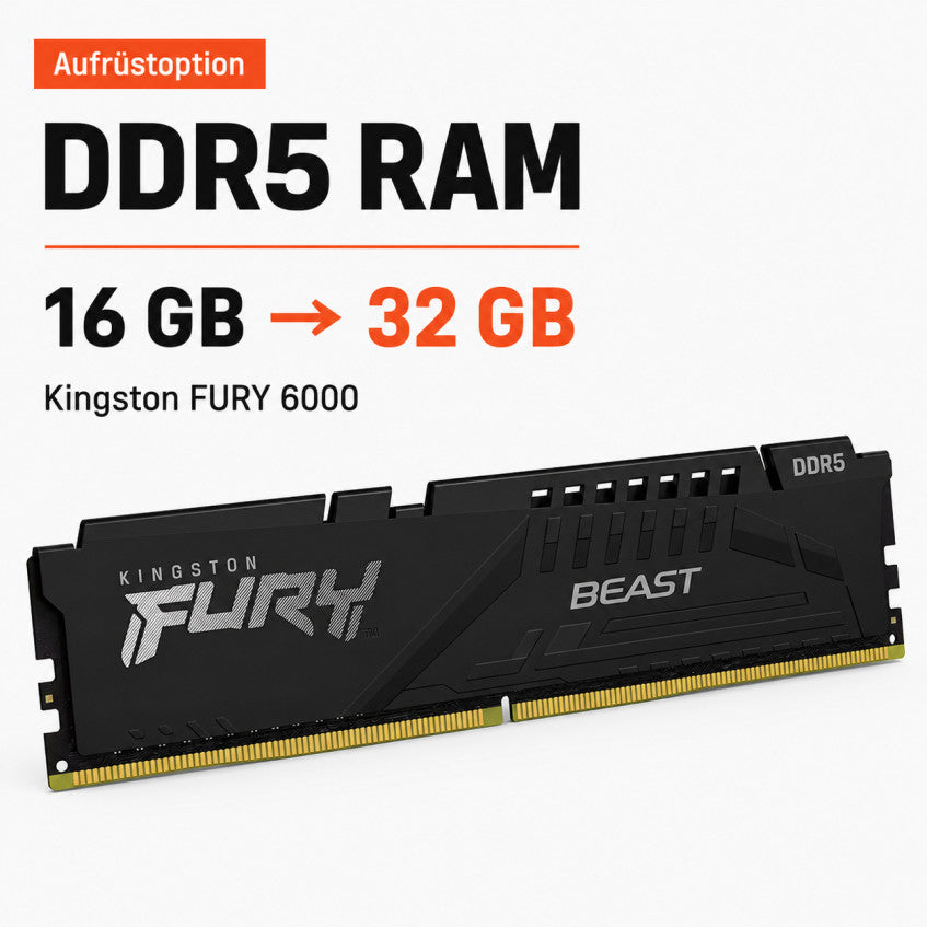 Aufrüstoption DDR5 RAM 16GB -> 32GB Kingston FURY 6000